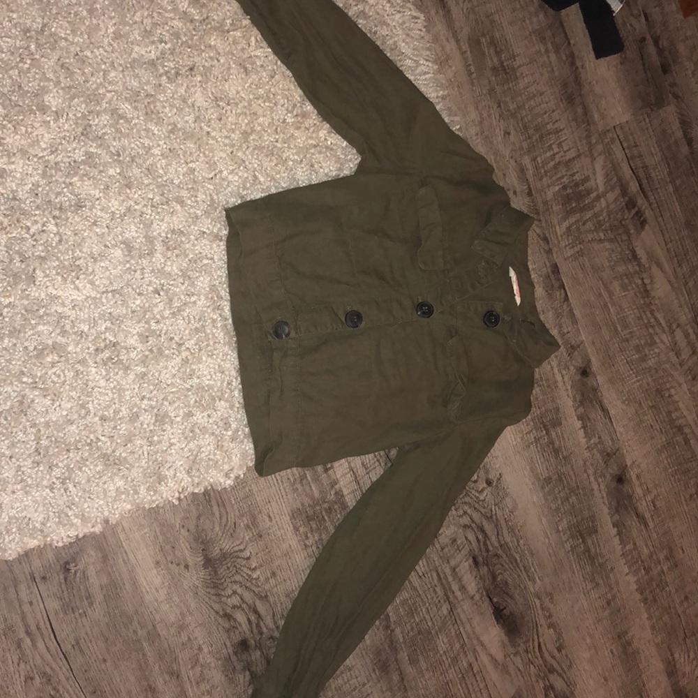 Green long sleeve cropped jacket